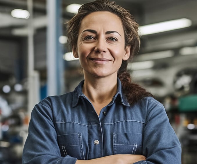 vrouw in werkplaats